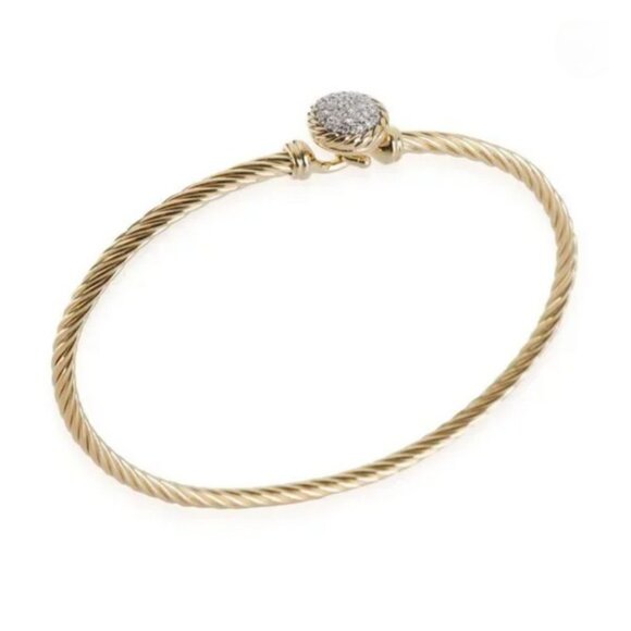 David Yurman 18k Yellow Gold Chatelaine Diamond Bangle Bracelet - Picture 2 of 7